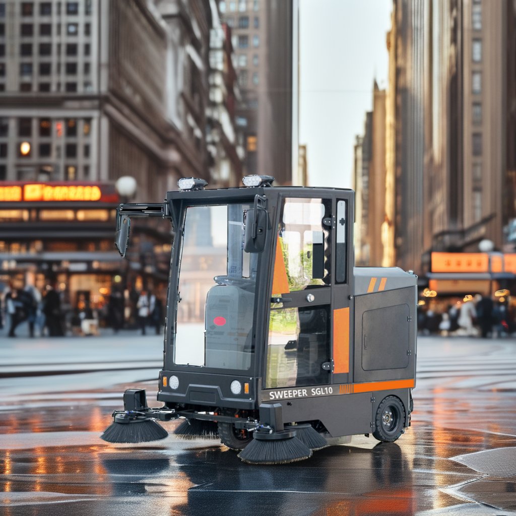 Electric Ride-On Street Sweeper Truck New Industrial Floor Sweeper Plastic Body Motor Pump Core Components Factory Parking Area